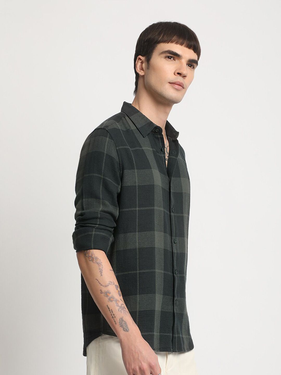 THE BEAR HOUSE Slim Fit Opaque Checked Cotton Casual Shirt