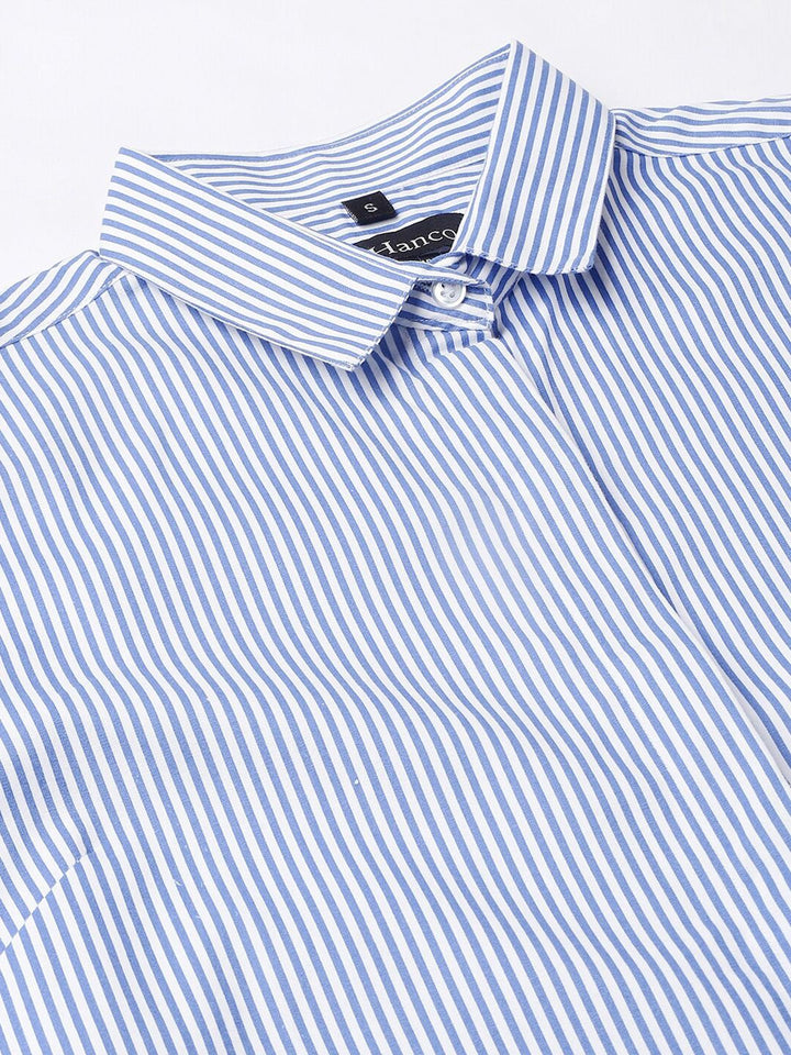 Hancock Sharp Slim Fit Vertical Striped Formal Cotton Shirt
