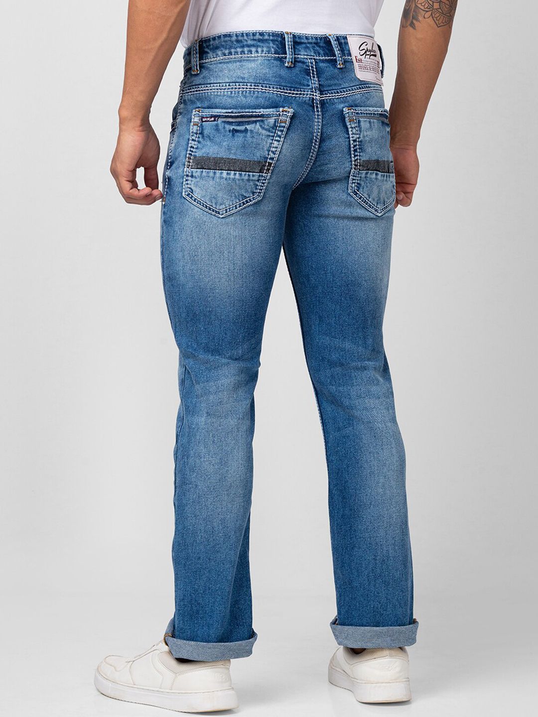 SPYKAR Men Rafter Relaxed Fit Mildly Distressed Light Fade Cotton Jeans