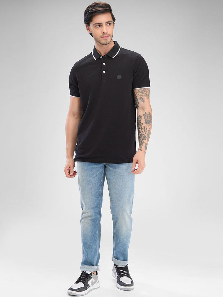 Spykar Men Slim Sesuai Rendah Beratur Rendah Look Heavy Fade Jeans Regangan