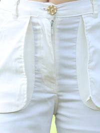 Cutiekins Girls Cotton Mid-Rise Flat-Front Plain Cargos Trousers