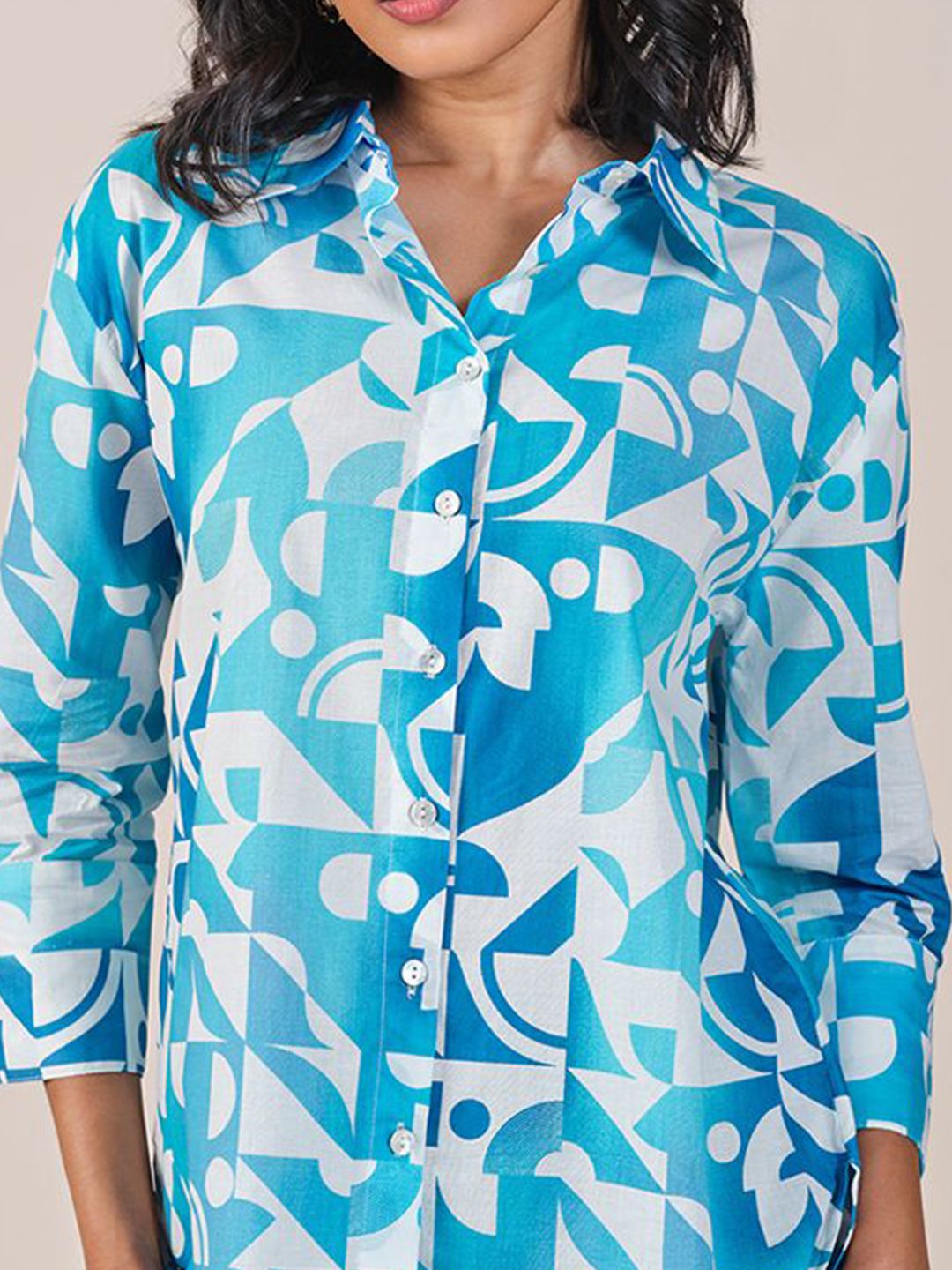 AND Shirt Style Printed Cotton Top