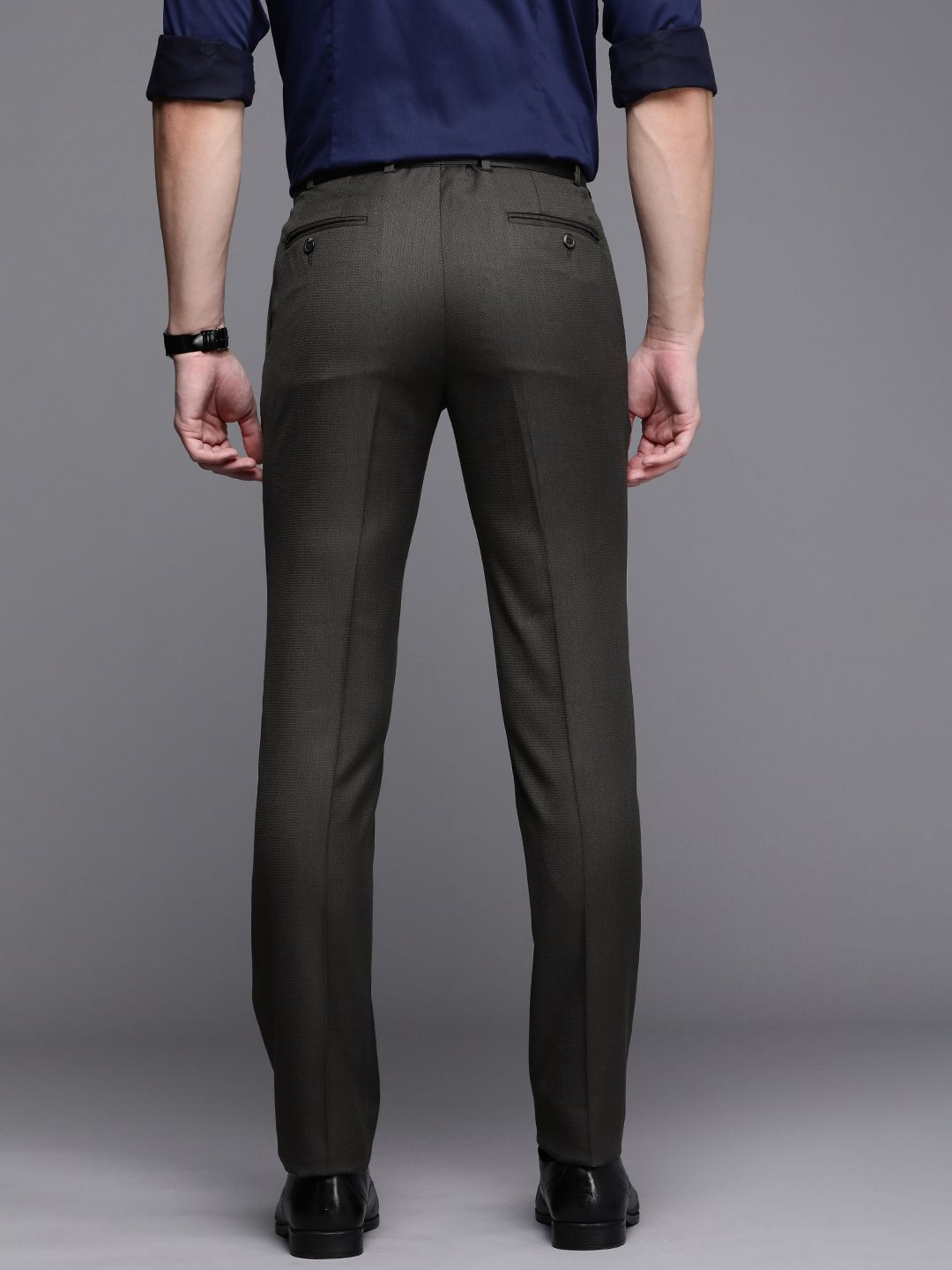 Raymond Men Textured Slim Fit Formal Trousers