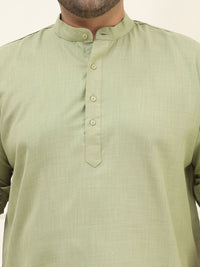 SOJANYA PLUS Size Men Green Solid Pastels Pure Cotton Kurta