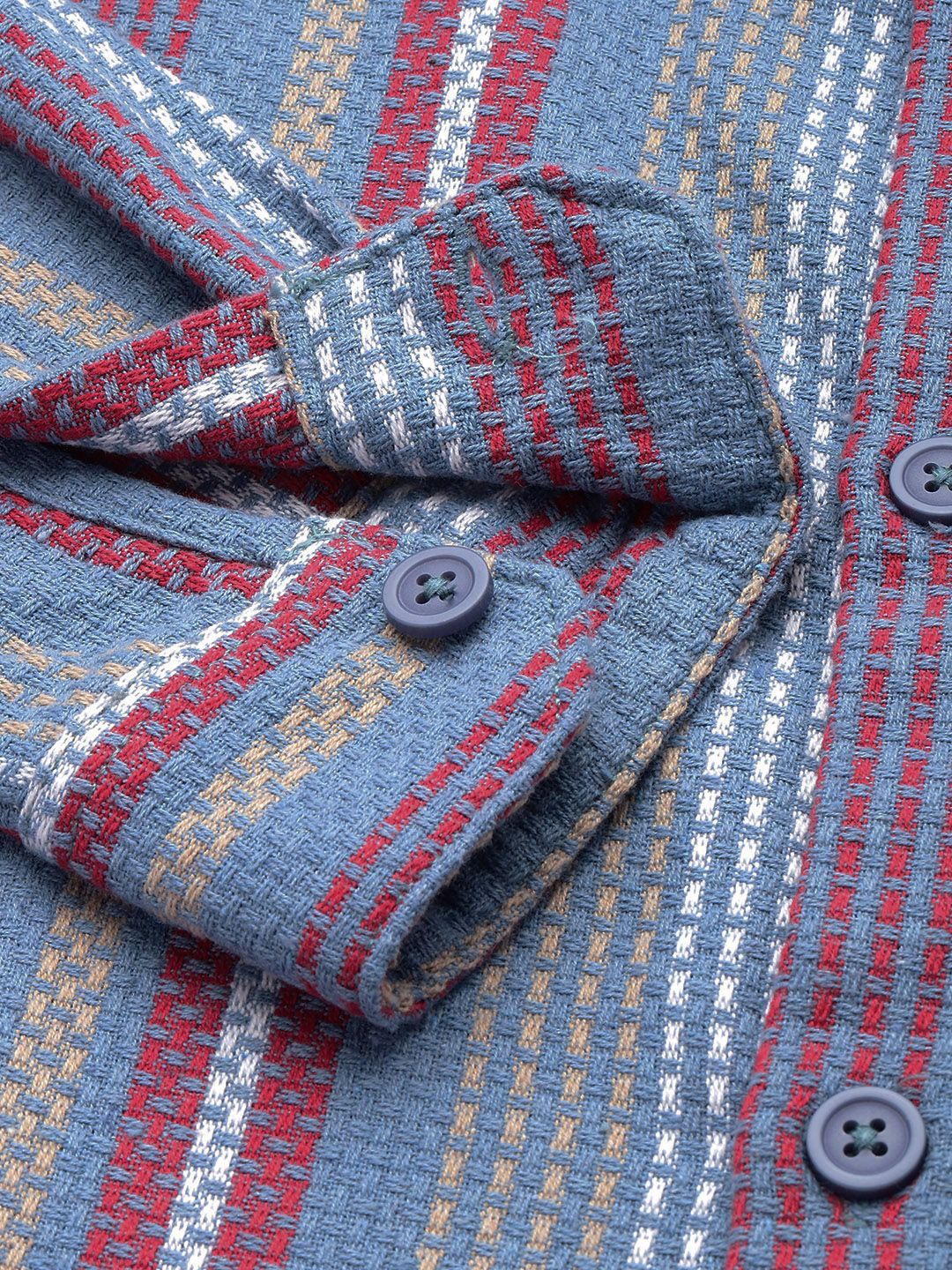 The Indian Garage Co Relaxed Fit Self Striped Pure Cotton Casual Shirt