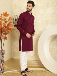 SOJANYA Motif Etnik Sulam Kurta Kapas Tulen Labuci Biasa dengan Churidar