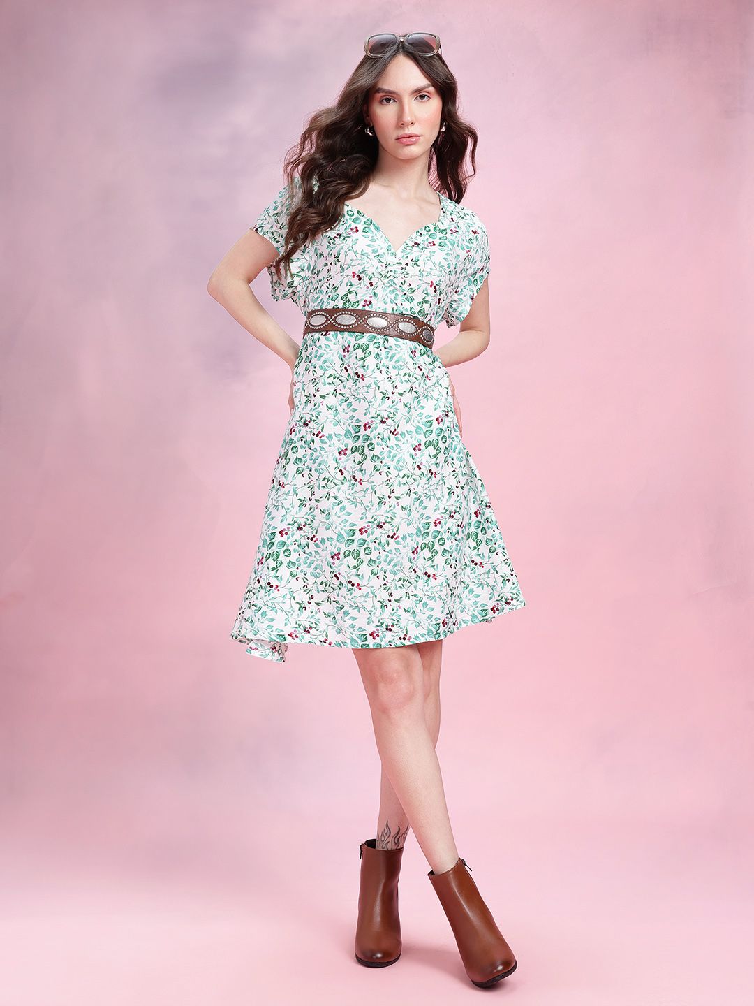 Dressberry Floral Print A-Line Dress