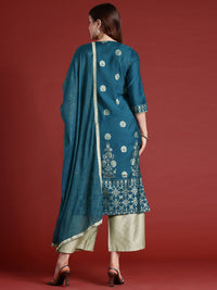 Anouk Ethnic Motifs Foil Printed Gotta Patti Kurta with Palazzos & Dupatta