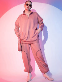 STREET 9 High Neck Half Zipper Fleece Pullover Sweatshirt