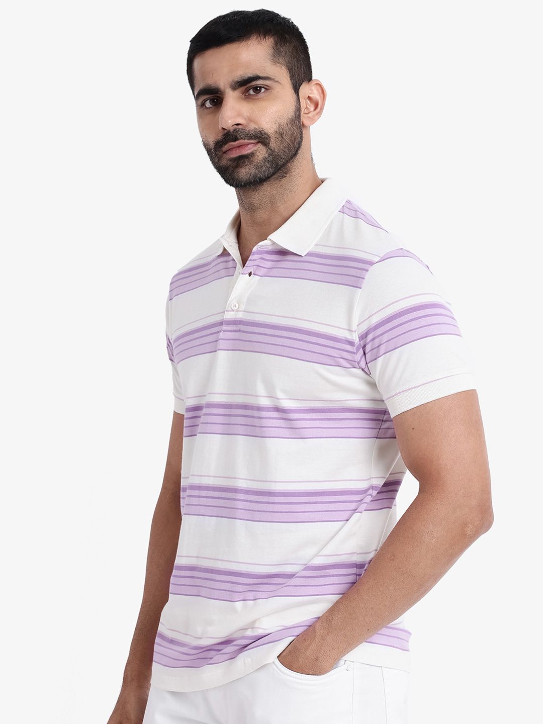RARE RABBIT Men Rings-4 Slim Fit Solid Polo Collar Pure Cotton T-Shirt