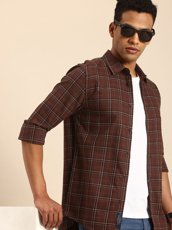Being Human Pure Cotton Slim Fit Checked Casual Shirt