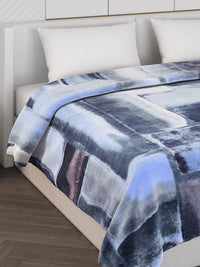 Monte Carlo Blue & White Abstract Printed Mild Winter Double Bed Blanket