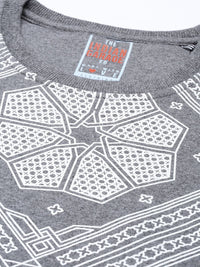 The Indian Garage Co Men Grey Melange Self-Design Printed Sweatshirt