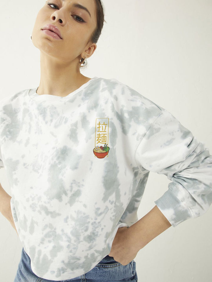 DressBerry Dyed & Printed Cotton Terry Boxy Sweatshirt