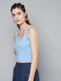 SASSAFRAS Blue Fitted Crop Top