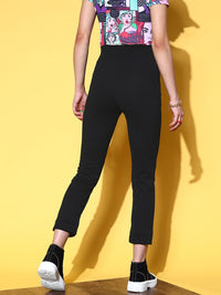 Berrylush Women Stunning Black Solid Glam Game Trousers