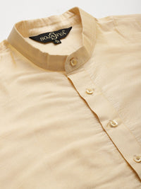 SOJANYA Men Cream-Coloured & Black Solid Kurta with Churidar & Jacket