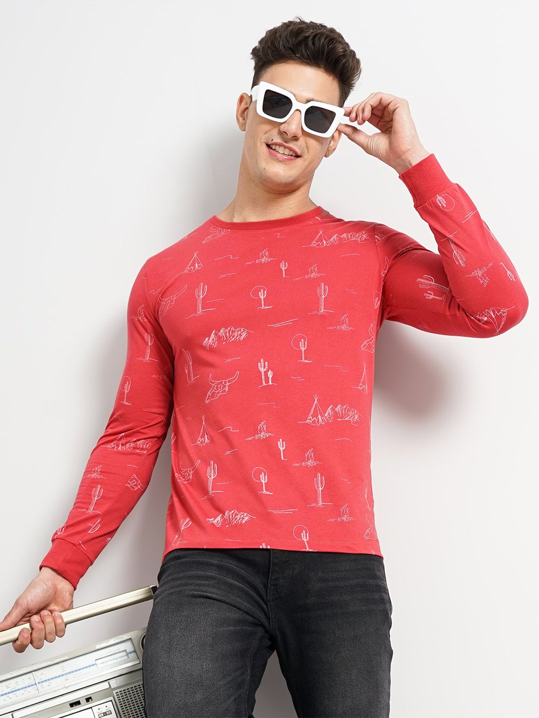 The Indian Garage Co Conversational Printed Long Sleeves Casual T-shirt