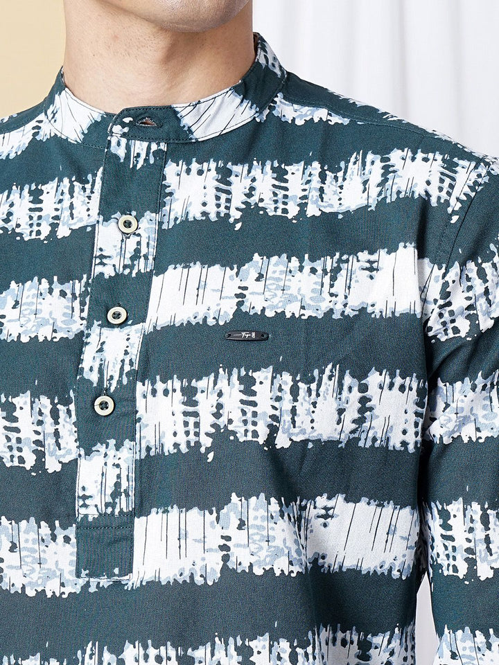 The Indian Garage Co Men Teal Blue Printed Casual Cotton Shirt
