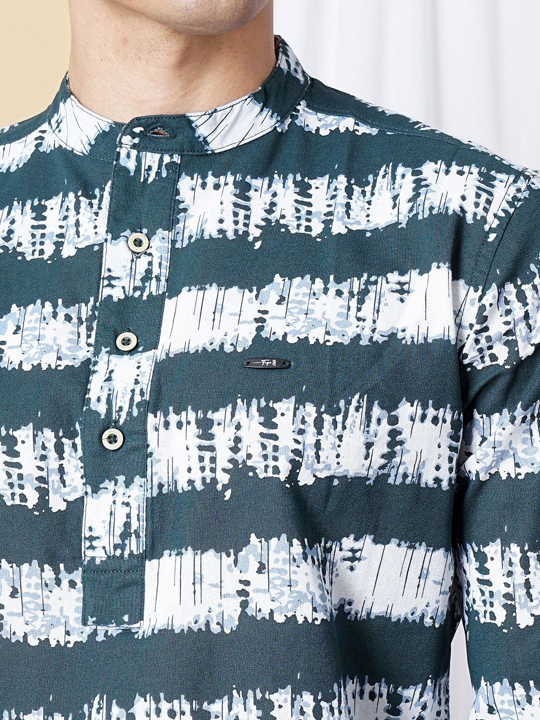 The Indian Garage Co Men Teal Blue Printed Casual Cotton Shirt