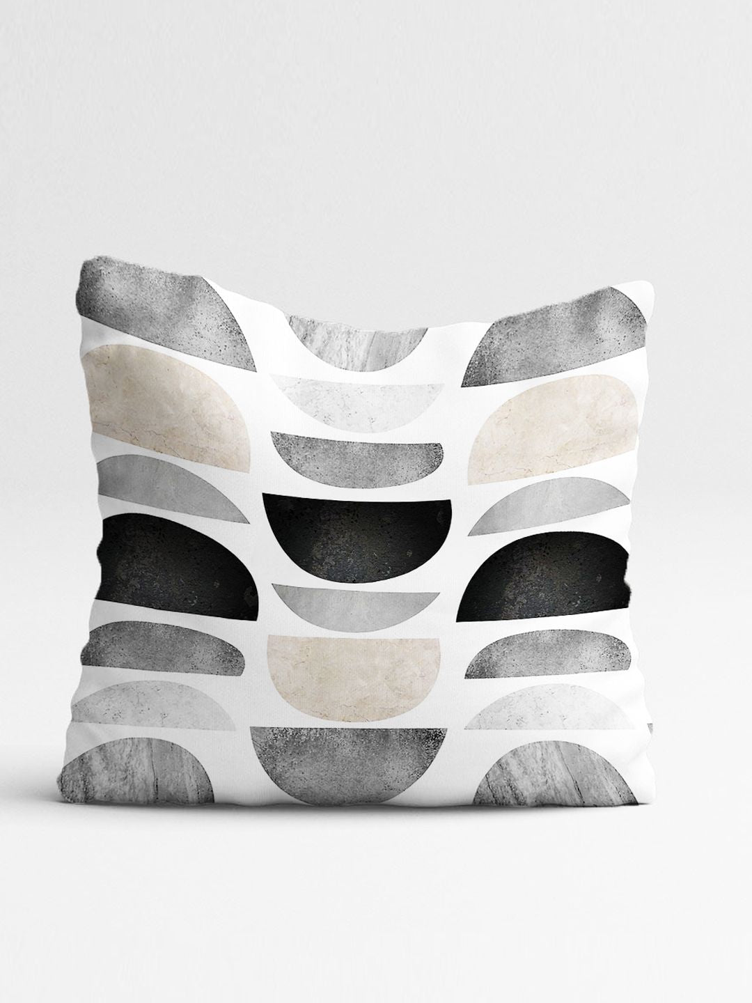 STITCHNEST Black & White Set of 5 Geometric Round Cushion Covers