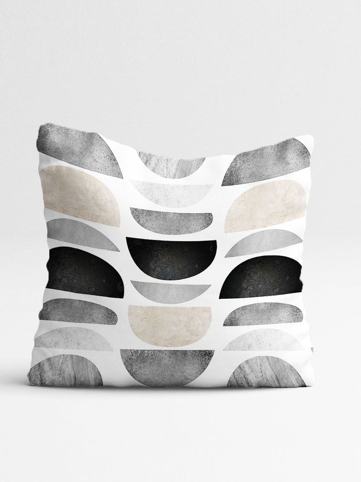 STITCHNEST Black & White Set of 5 Geometric Round Cushion Covers