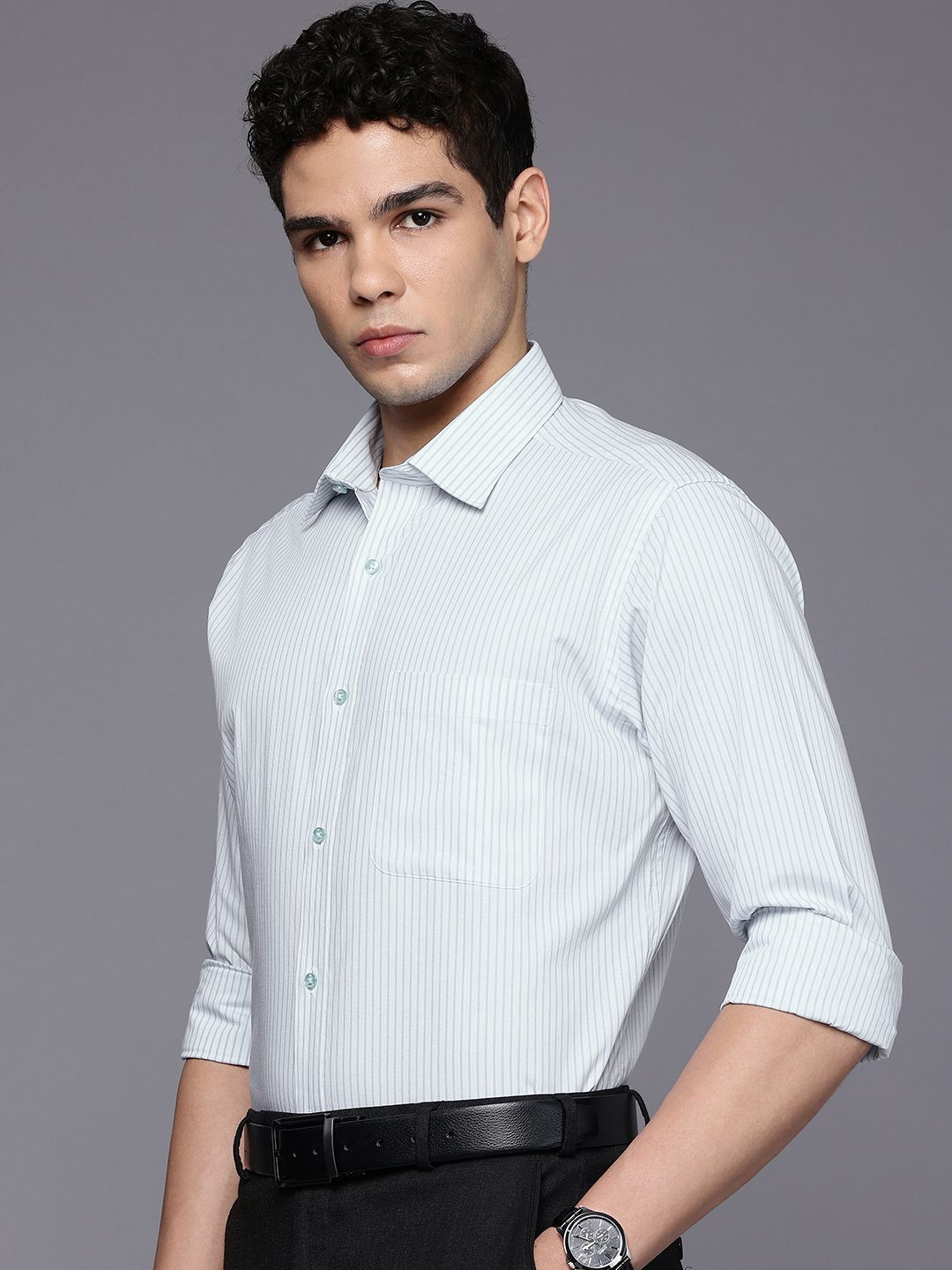 Raymond Slim Fit Striped Pure Cotton Formal Shirt