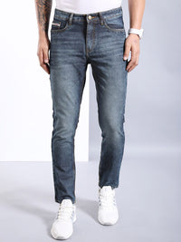 The Indian Garage Co Men Slim Fit Heavy Fade Stretchable Jeans
