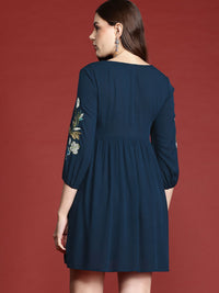 all about you Floral Embroidered Empire Mini Dress