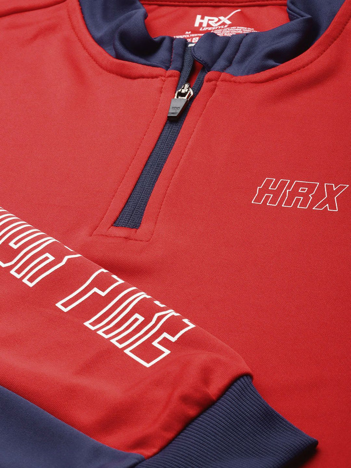 HRX By Hrithik Roshan Lifestyle Men High Risk Red Rapid-Dry Colourblock Sweatshirt