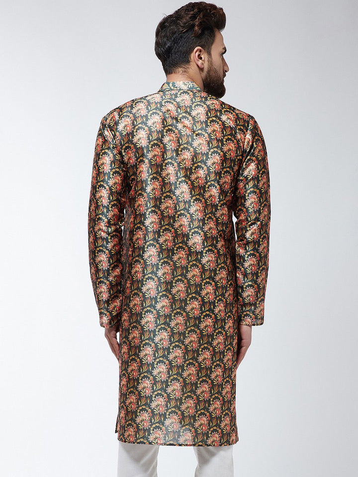 SOJANYA Lelaki Black & Red Printed Straight Kurta