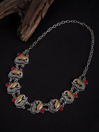 PANASH Silver Plated Stones Oxidised Necklace