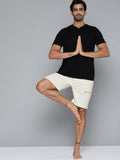 HRX By Hrithik Roshan Yoga Men Oatmeal Mel Organic Cotton Solid Shorts