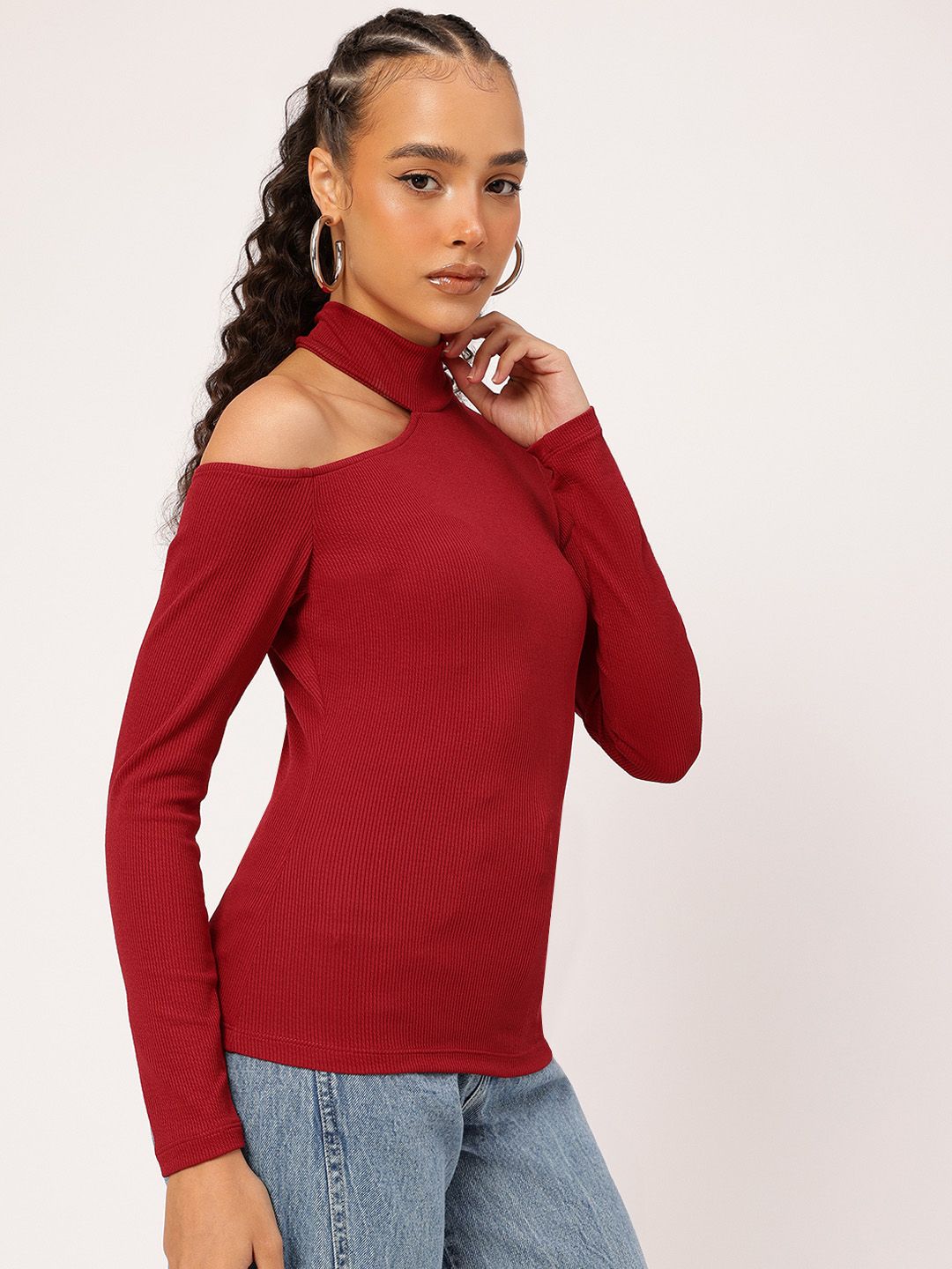 DressBerry Crimson Crush Cut Out Ribbed Top