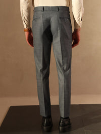 DENNISON Men Tapered Fit Self Check Pleated Trouser