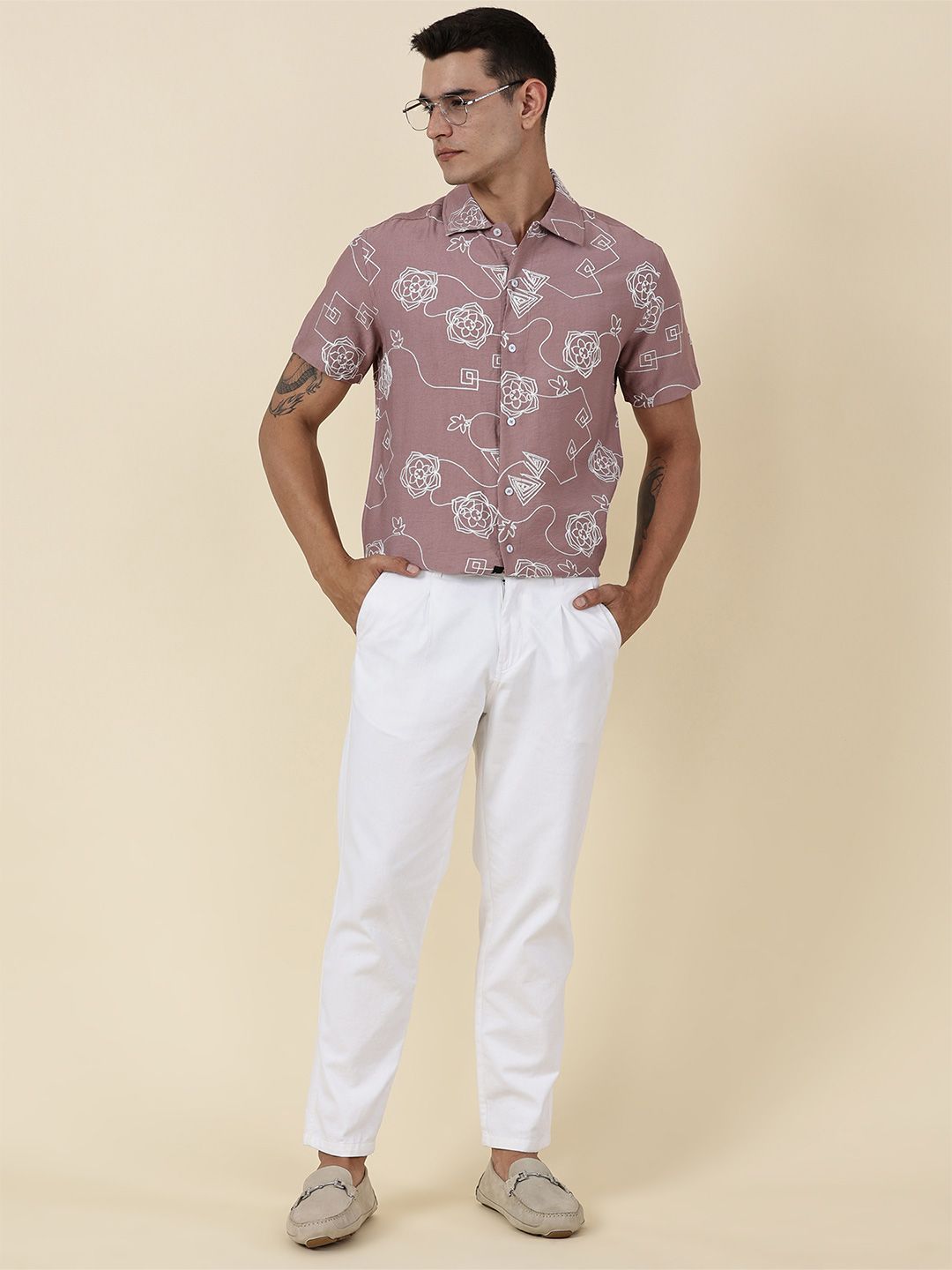 Thomas Scott Men Embroidered Regular Fit Casual Shirt