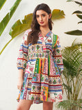 SASSAFRAS Ethnic Motif Printed Pure Cotton Fit and Flare Dress