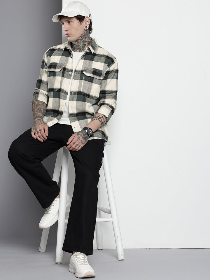 The Indian Garage Co Men Regular Fit Checkered Double Flap Casual Shirt