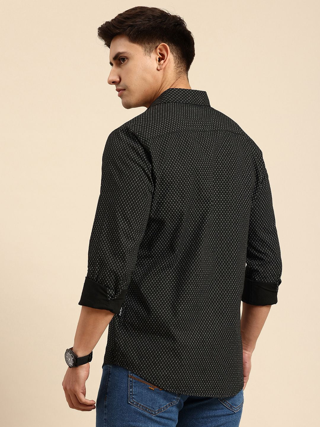 Being Human Spread Collar Micro Ditsy Printed Cotton Slim Fit Casual