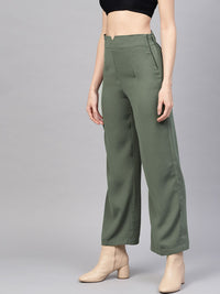 SASSAFRAS Women Olive Green  Trousers