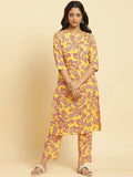 W Floral Printed Regular Pure Cotton Kurta with Trousers