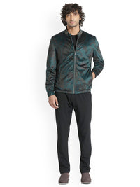 RARE RABBIT Men Dalia Tailored Fit Floral Printed Mock Collar Jacket