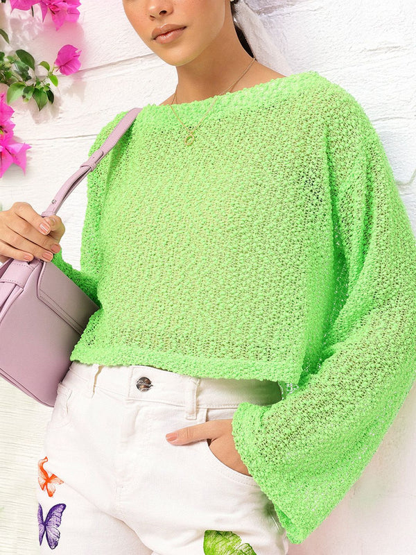 DressBerry Boucle Paradise Semi Sheer Boxy Top