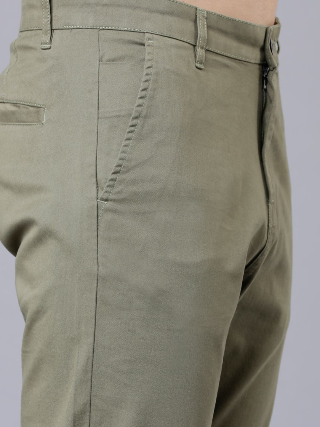 HIGHLANDER Men Olive Green Tapered Fit Ankle Length Chinos