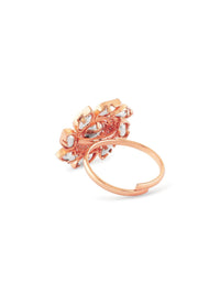 Zaveri Pearls Rose Gold-Plated CZ-Studded Adjustable Finger Ring