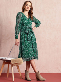 all about you Print Belted A-Line Midi Dress