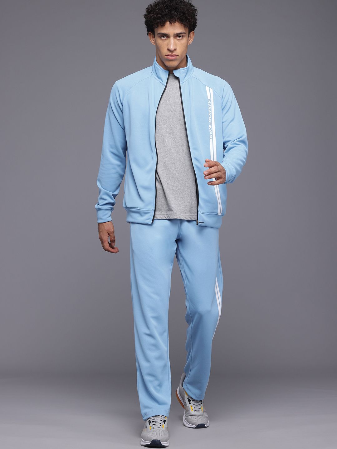 HRX by Hrithik Roshan Striped Detail Rapid-Dry Running Zip-Up Tracksuit