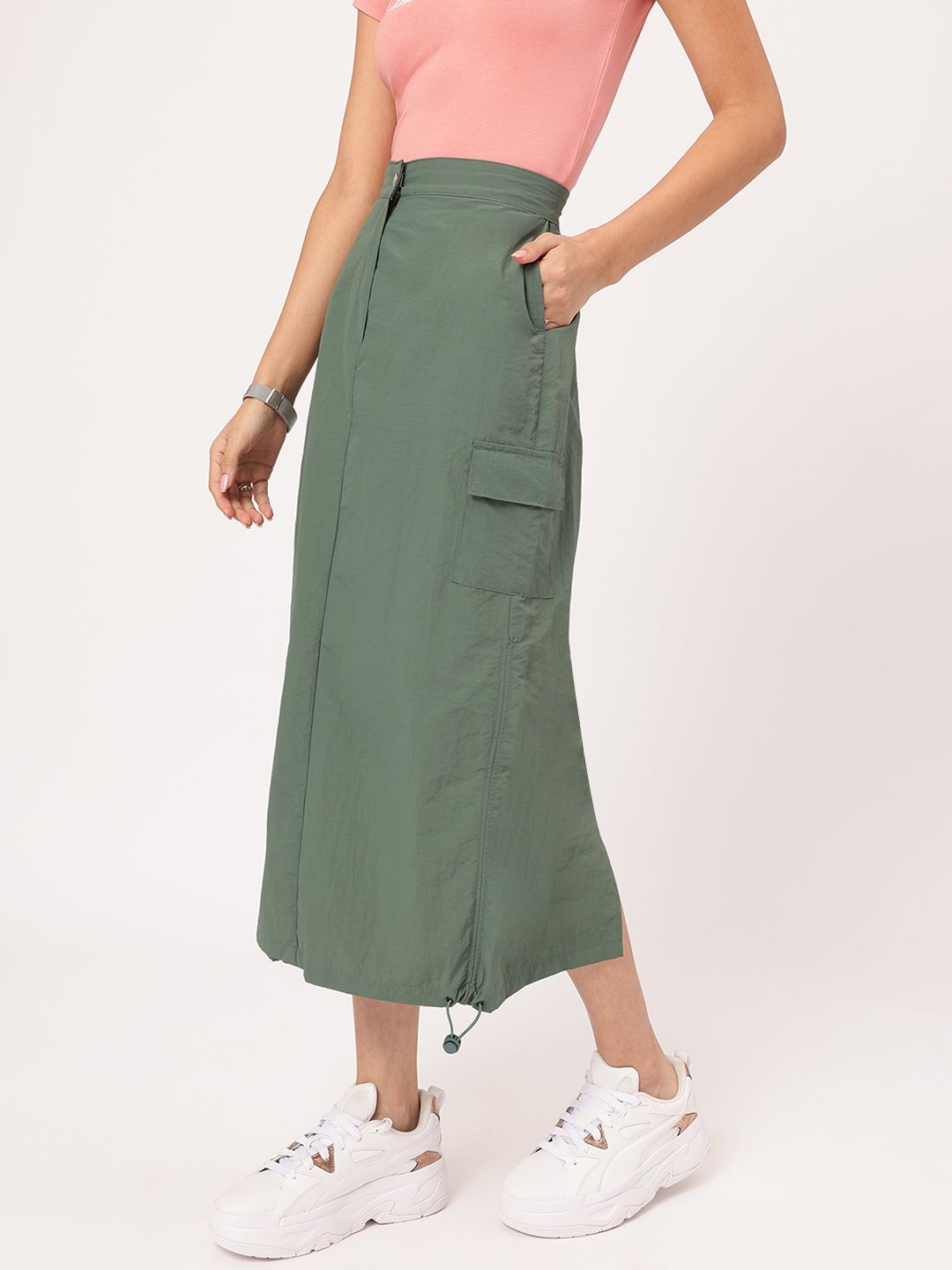 DressBerry Verdant Ventures Cargo-Style Straight Midi Skirt