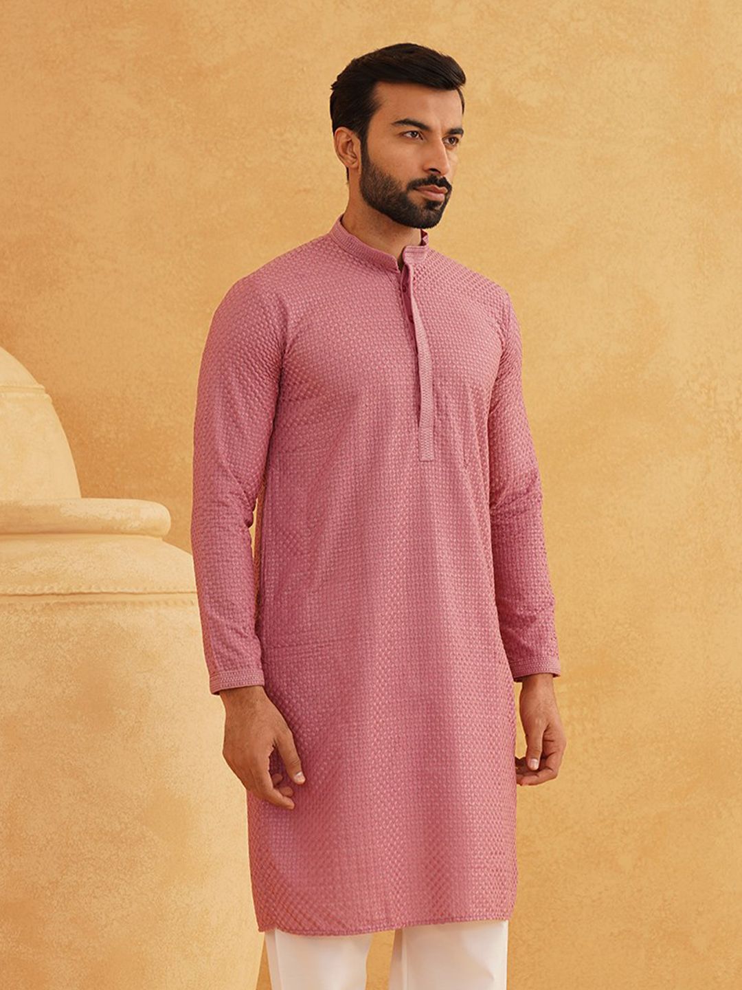 SOJANYA Geometric Embroidered Thread Work Cotton Straight Kurta