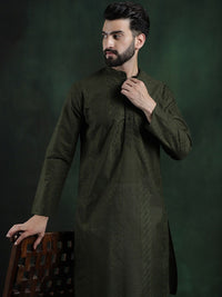 SOJANYA Ethnic Motifs Embroidered Mandarin Collar Thread Work Cotton Straight Kurta